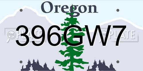 396GW7 Oregon License Plate