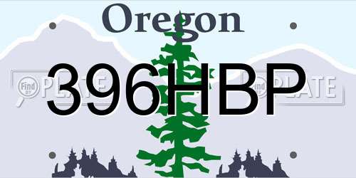 396HBP Oregon License Plate