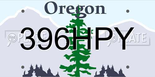396HPY Oregon License Plate