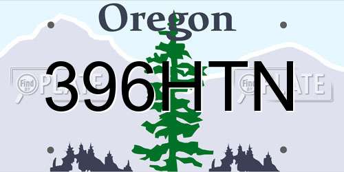 396HTN Oregon License Plate