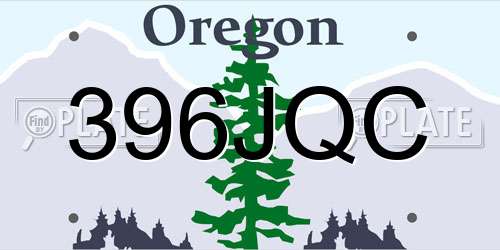 396JQC Oregon License Plate