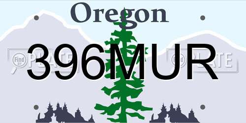 396MUR Oregon License Plate