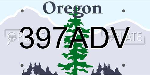 397ADV Oregon License Plate
