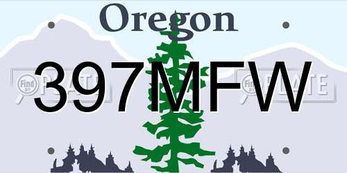 397MFW Oregon License Plate