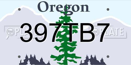 397TB7 Oregon License Plate
