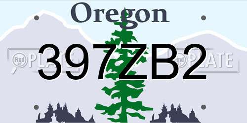 397ZB2 Oregon License Plate