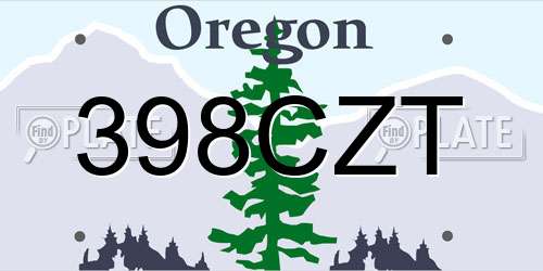 398CZT Oregon License Plate