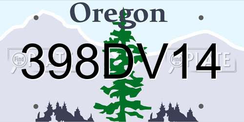398DV14 Oregon License Plate
