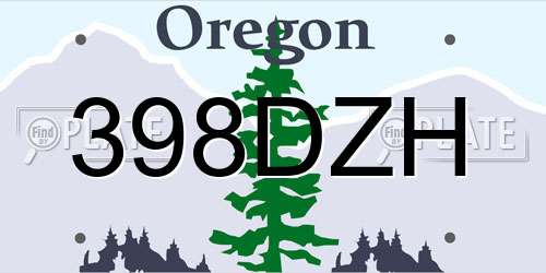 398DZH Oregon License Plate