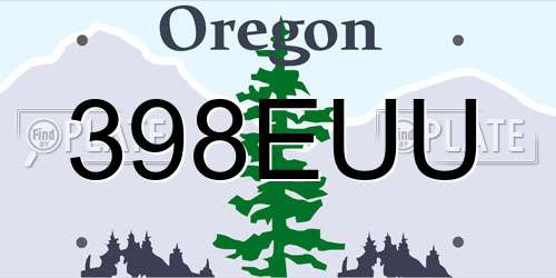 398EUU Oregon License Plate
