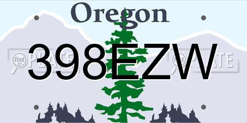 398EZW Oregon License Plate