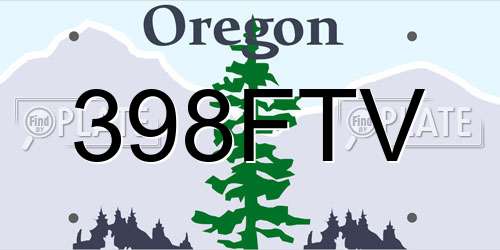 398FTV Oregon License Plate