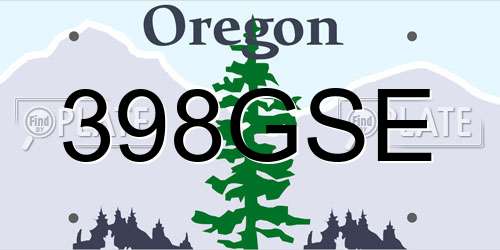 398GSE Oregon License Plate