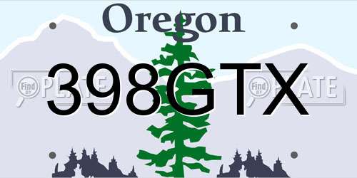 398GTX Oregon License Plate