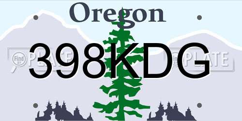 398KDG Oregon License Plate