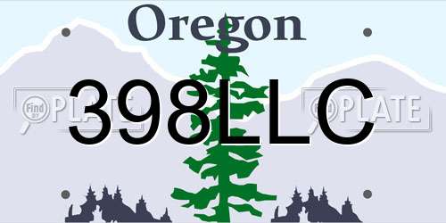 398LLC Oregon License Plate
