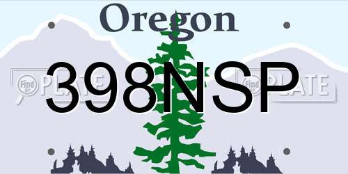 398NSP Oregon License Plate
