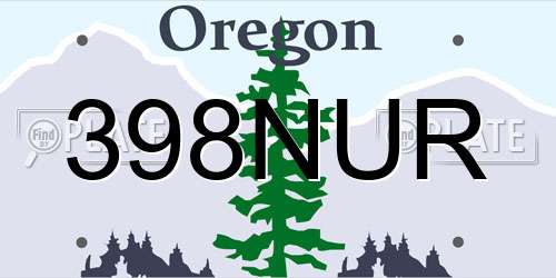 398NUR Oregon License Plate