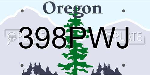 398PWJ Oregon License Plate