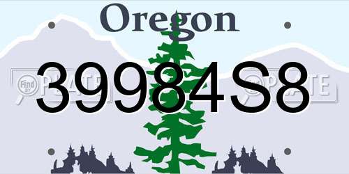 39984S8 Oregon License Plate