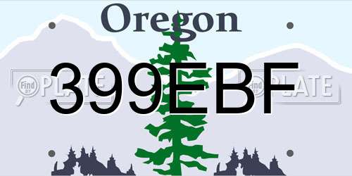 399EBF Oregon License Plate