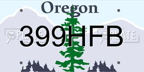 399HFB Oregon License Plate