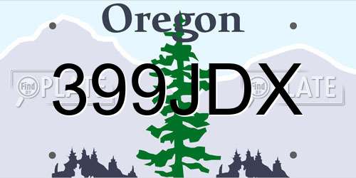 399JDX Oregon License Plate