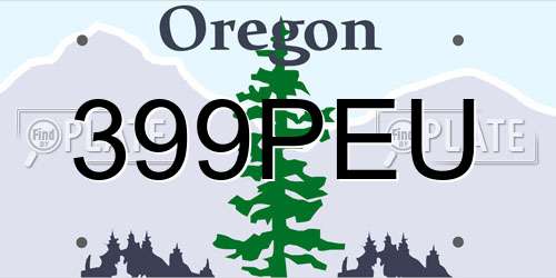 399PEU Oregon License Plate