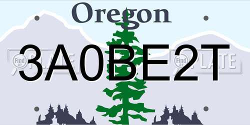 3A0BE2T Oregon License Plate