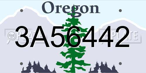3A56442 Oregon License Plate