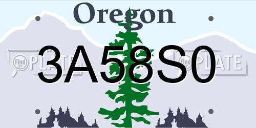 3A58S0 Oregon License Plate