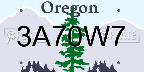 3A70W7 Oregon License Plate