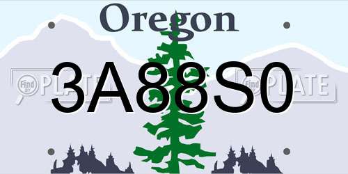 3A88S0 Oregon License Plate