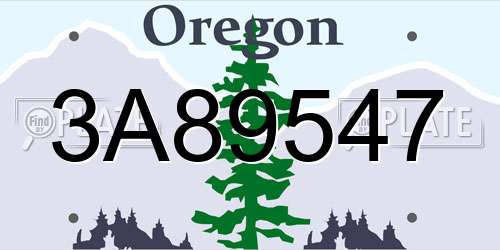 3A89547 Oregon License Plate