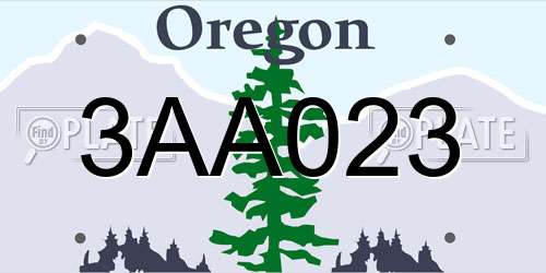3AA023 Oregon License Plate