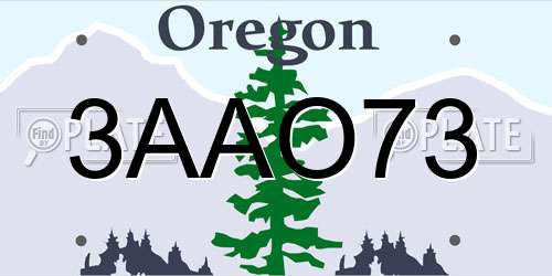3AAO73 Oregon License Plate