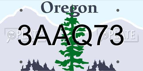 3AAQ73 Oregon License Plate