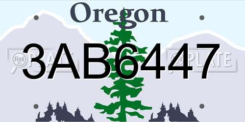 3AB6447 Oregon License Plate