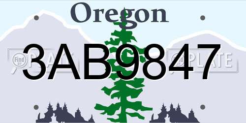 3AB9847 Oregon License Plate
