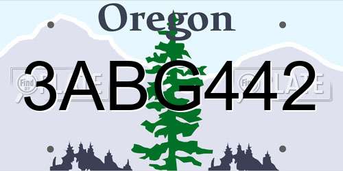 3ABG442 Oregon License Plate