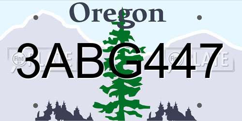 3ABG447 Oregon License Plate