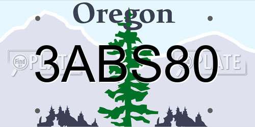 3ABS80 Oregon License Plate
