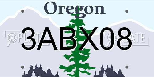 3ABX08 Oregon License Plate