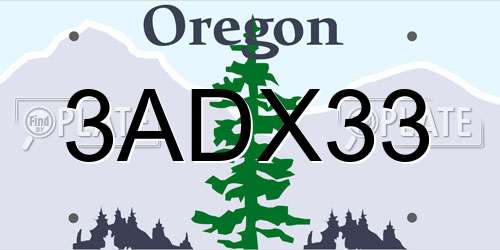 3ADX33 Oregon License Plate