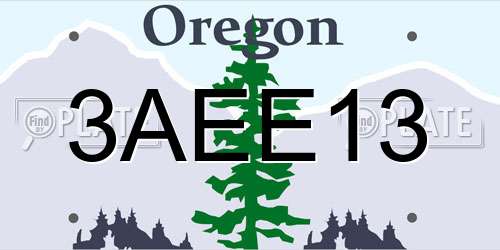 3AEE13 Oregon License Plate