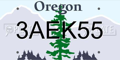 3AEK55 Oregon License Plate