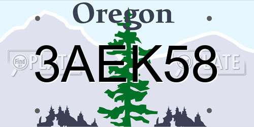 3AEK58 Oregon License Plate