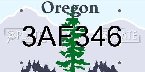 3AF346 Oregon License Plate