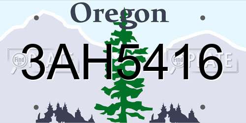 3AH5416 Oregon License Plate