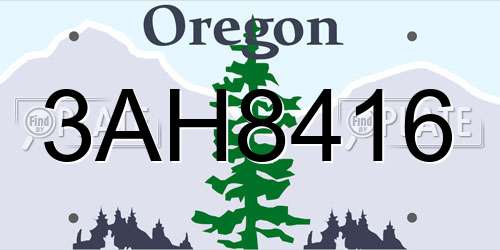 3AH8416 Oregon License Plate